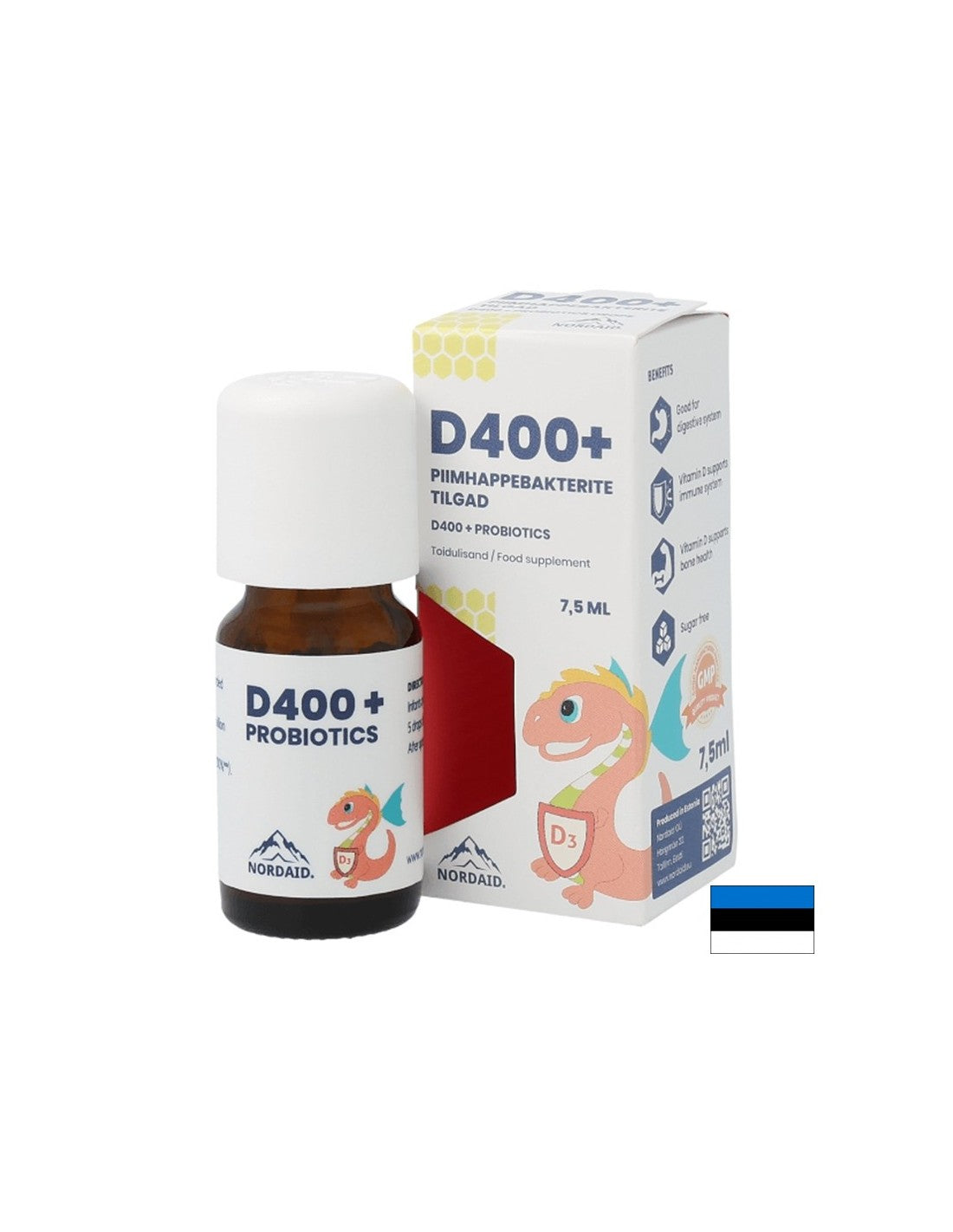 Vitamin D3 400 IU + probiotics - Immunity and digestive system, Drops for children and adults, 7.5 ml - Nutra Best Europe