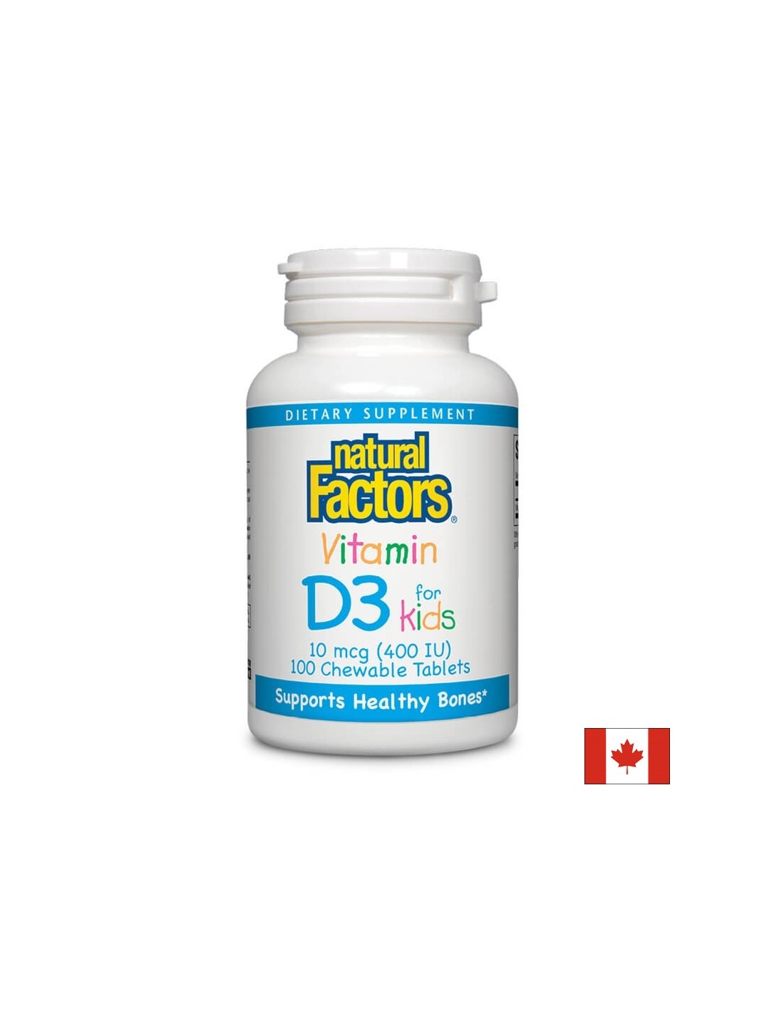 Vitamin D3 for Kids 400 IU - 100 Chewable Tablets - Nutra Best Europe