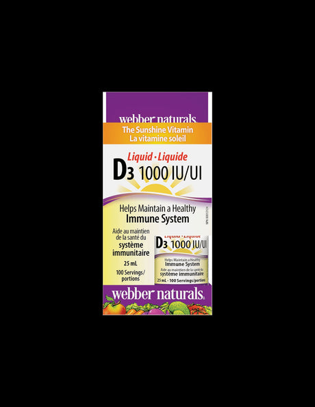 Vitamin D3 /liquid/ 1000 IU x 25 ml, 100 doses Webber Naturals - Nutra Best Europe