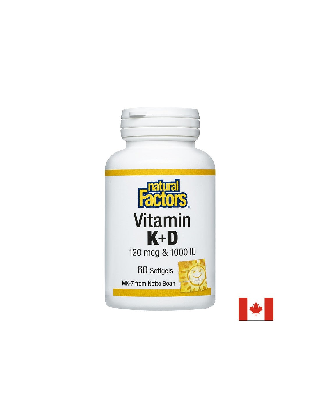 Vitamin K2 120 mcg and D3 1000 IU, 60 Softgel Capsules Natural Factors - Nutra Best Europe