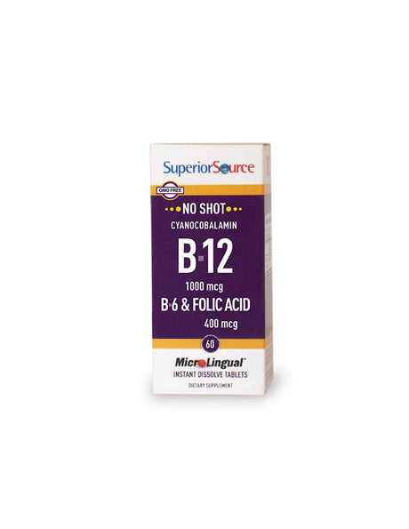 Vitamin B12, B6 + Folic Acid, 60 sublingual tablets Superior Source - Nutra Best Europe