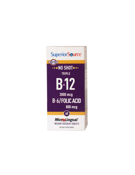 Vitamin B12, B6 and Folic Acid x 60 sublingual tablets Superior Source - Nutra Best Europe