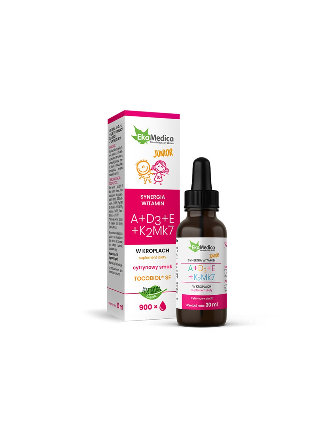 Vitamins A+D3+E+K2 (Mk7) - formula for children, drops 30 ml EkaMedica - Nutra Best Europe