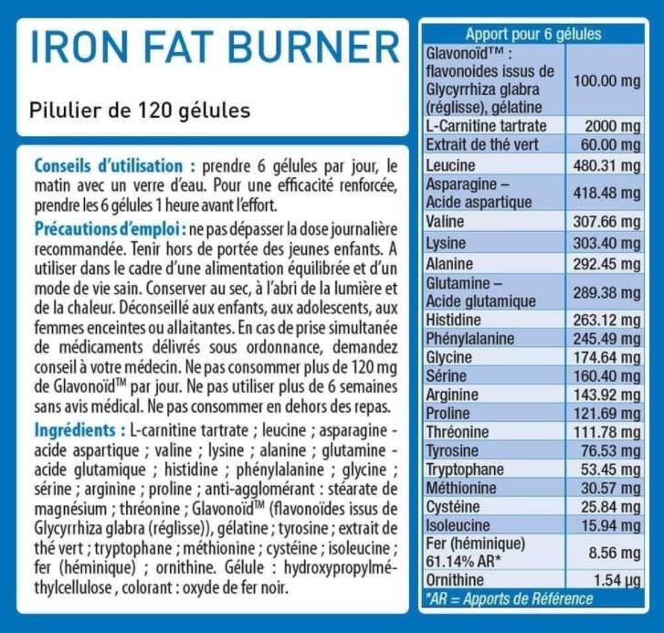 IRON | Ultra Fat Burner with Essential Amino Acids - 120 Gel capsules - Nutra Best Europe