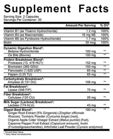 Diges-TEN | Digestive Enzymes - 60 capsules - Nutra Best Europe