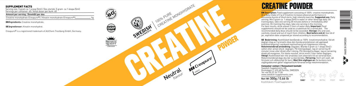 Creatine Creapure® Powder - 300 grams - Nutra Best Europe