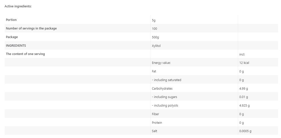Xylitol | Xylitol - 500 grams - Nutra Best Europe