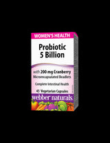 Probiotic Women's Health/ Probiotic for women 5 strains, 5 billion active probiotics + Cranberry x 45 capsules Webber Naturals - Nutra Best Europe