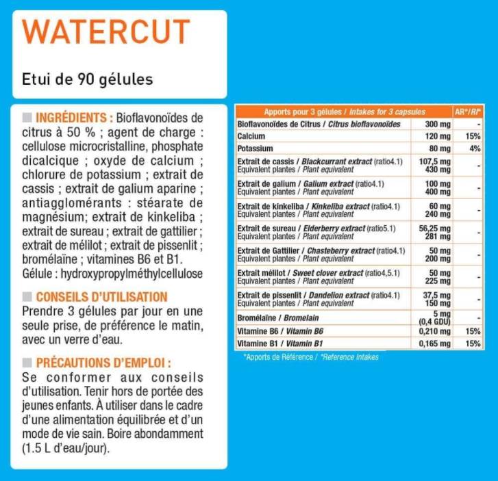 WaterCut | Water Excess Diuretic - 90 capsules - Nutra Best Europe