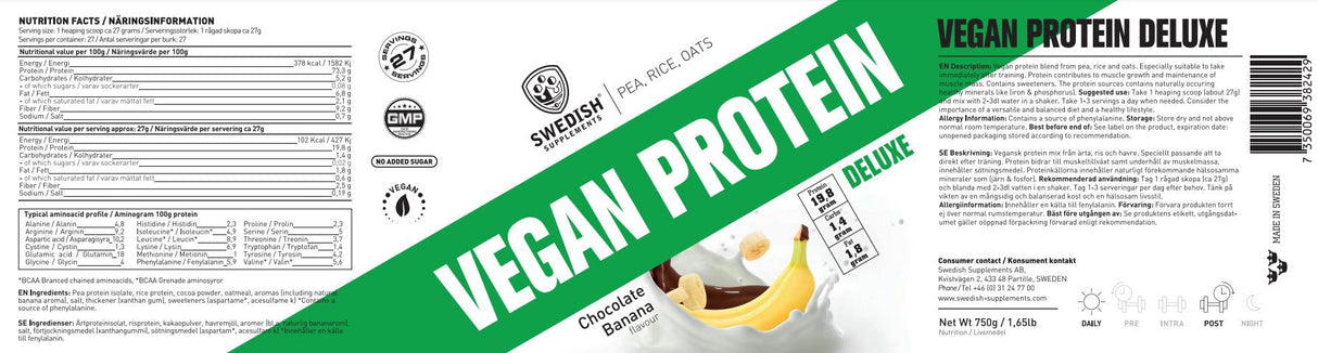 Vegan Protein Deluxe | from Pea, Rice and Oats - 750 grams - Nutra Best Europe