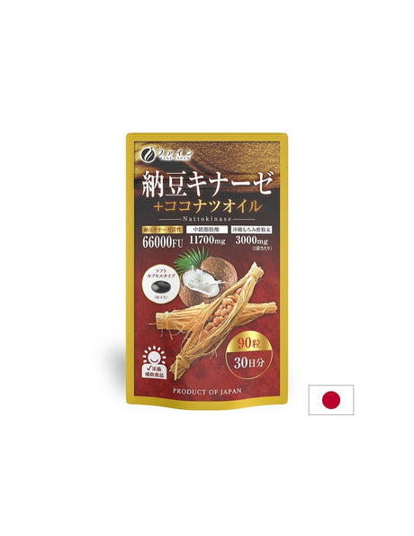 For normal blood circulation and heart health - Nattokinase + coconut oil, 90 capsules - Nutra Best Europe