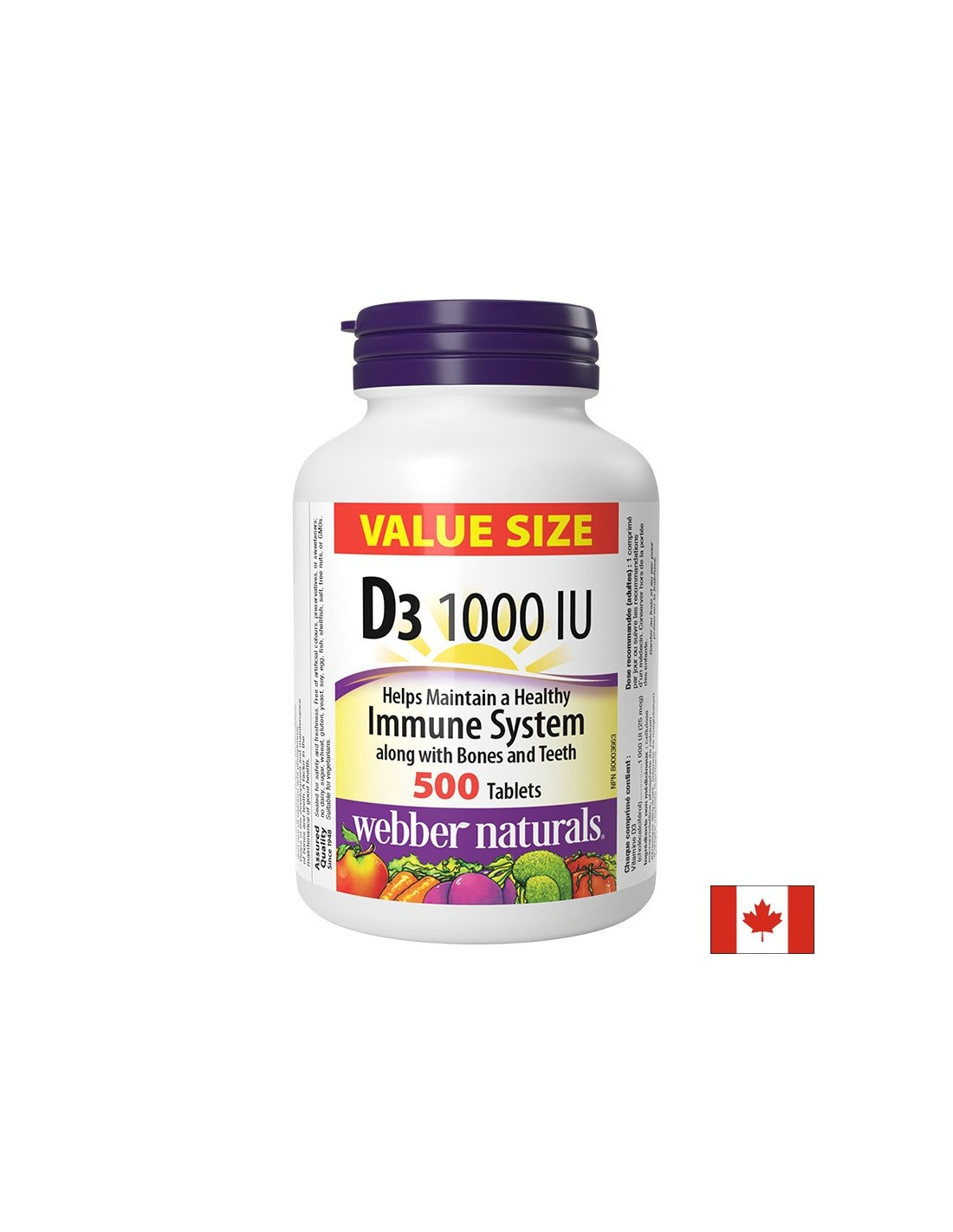 Healthy bones and strong immunity - Vitamin D3 1000 IU, 500 tablets - Nutra Best Europe