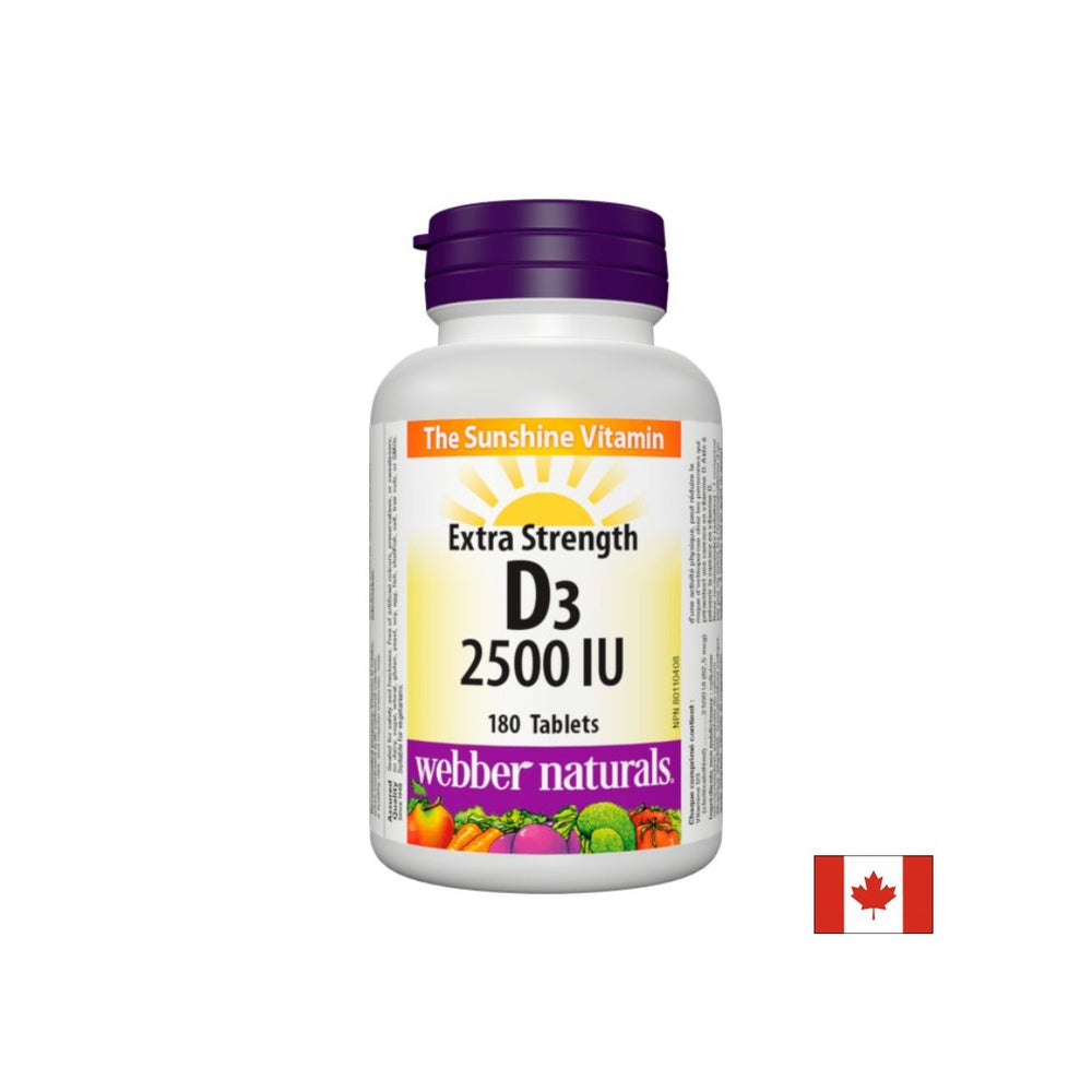Healthy bones and strong immunity - Vitamin D3 2500 IU, 180 tablets Webber Naturals - Nutra Best Europe