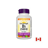 Healthy bones and strong immunity - Vitamin D3 2500 IU, 180 tablets Webber Naturals - Nutra Best Europe