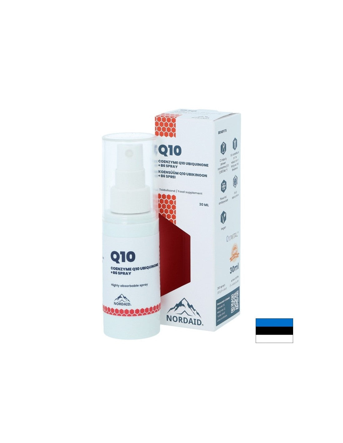 Coenzyme Q10 and Vitamin B6 - Heart and Neurological Health, Mouth Spray, 30 ml, 200 sprays - Nutra Best Europe