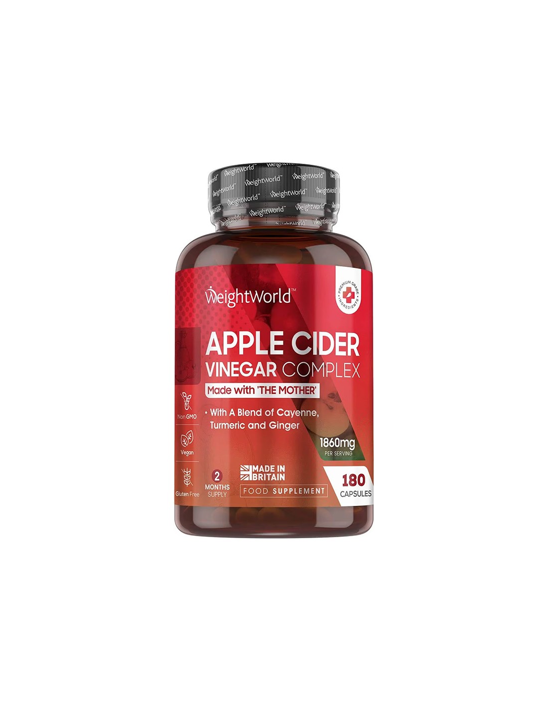 Healthy weight reduction - Apple cider vinegar complex, 180 capsules Weight Worl - Nutra Best Europe