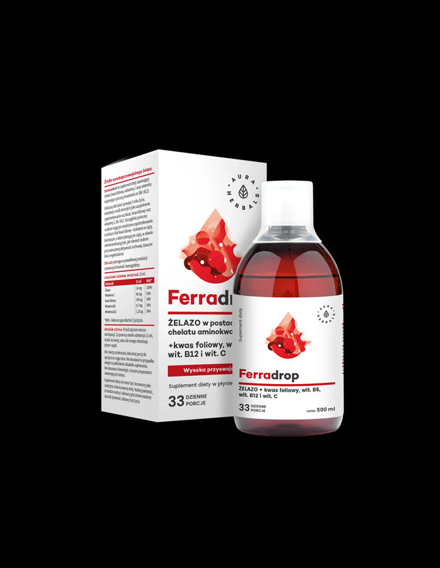 Iron + folic acid with vitamins C, B6, B12, 500 ml Aura Herbals - Nutra Best Europe