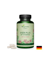 Iron + Vitamins (C, B2, B6, B12 and folic acid) - Eisen Plus Mit Vitaminen, 120 capsules Vegavero - Nutra Best Europe