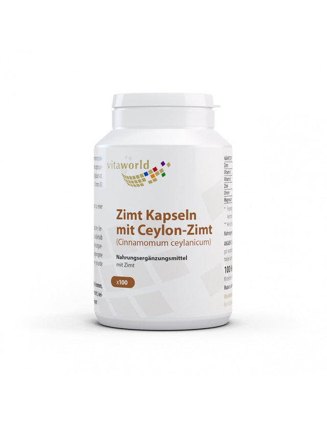 Zimt Kapseln mit Ceylon-Zimt / Ceylon cinnamon, 100 capsules - Nutra Best Europe